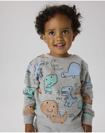 Name it Sweatshirt aus Bio-Baumwolle mit Allover-Print NMMSIKKO - Grey Melange