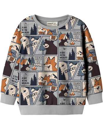 Name it Sweatshirt aus Bio-Baumwolle mit Comic-Print NMMOSWALDY - Grey Melange