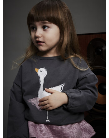 Name it Sweatshirt aus Bio-Baumwolle mit Schwan NMFSWANA - Lava Smoke