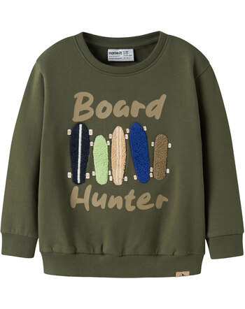 Name it Sweatshirt aus Bio-Baumwolle mit Surfboards NMMNIEL - Olive Night