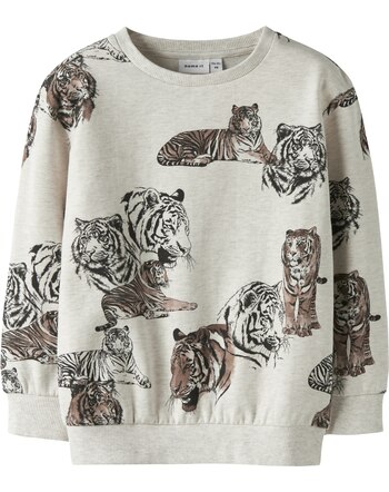 Name it Sweatshirt aus Bio-Baumwolle mit Tigern NMMTHORNE - Peyote Melange