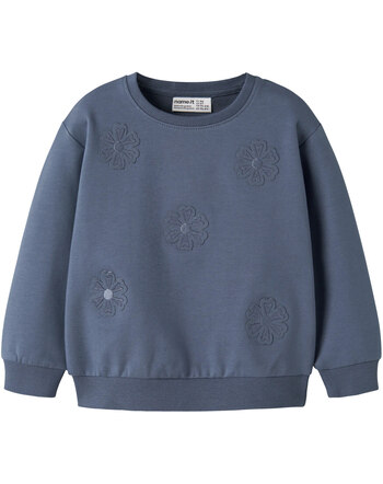 Name it Sweatshirt aus Bio-Baumwolle mit dezenten Blumen NMFLEONA - Vintage Indigo