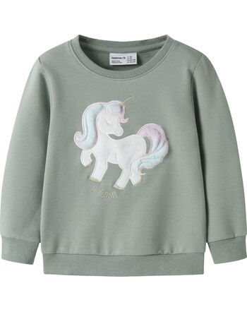 Name it Sweatshirt aus Bio-Baumwolle mit Einhorn-Applikation NMFKISA - Green Milieu