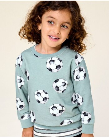 Name it Sweatshirt aus Bio-Baumwolle mit Fussball-Print NMMLOUIE - Green Milieu