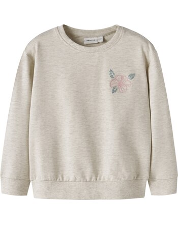 Name it Sweatshirt aus Bio-Baumwolle mit Hibiskusblüte NMFHEJA - Peyote Melange