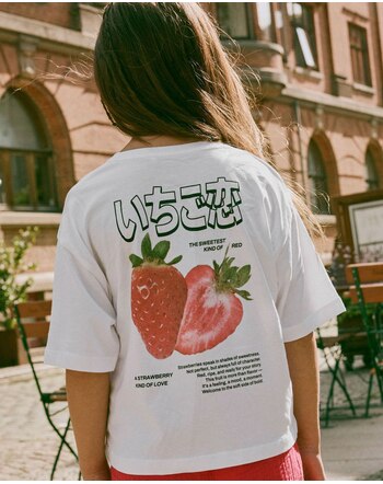 Name it T-Shirt aus 100 % Bio-Baumwolle mit Erdbeeren-Print NKFJEMILLO - Bright White