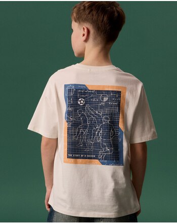 Name it T-Shirt aus 100 % Bio-Baumwolle mit Fussball-Print NKMHIMAS - Cloud Dancer Soccer