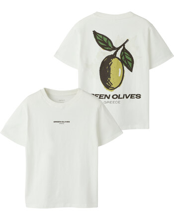 Name it T-Shirt aus 100 % Bio-Baumwolle mit Oliven-Print NKMHALMAN - Cloud Dancer Olive