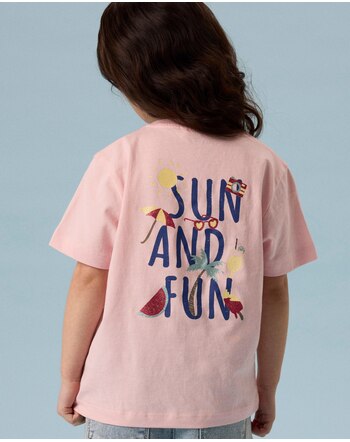 Name it T-Shirt aus 100 % Bio-Baumwolle mit sommerlicher Grafik NMFJUNA - Crystal Rose
