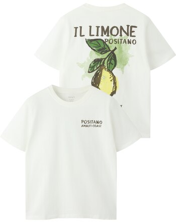 Name it T-Shirt aus 100 % Bio-Baumwolle mit Zitronen-Print NKMHALMAN - Cloud Dancer Lemon