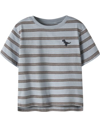 Name it T-Shirt aus 100 % Baumwolle mit Dino-Stickerei NMMVOBY - Blue Fog/Chestnut
