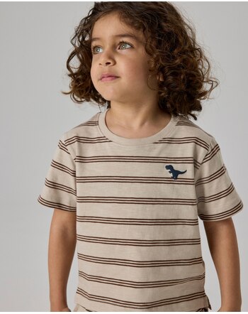 Name it T-Shirt aus 100 % Baumwolle mit Dino-Stickerei NMMVOBY - Chateau Gray/Chestnut