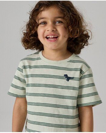 Name it T-Shirt aus 100 % Baumwolle mit Dino-Stickerei NMMVOBY - Pale Aqua/Garden Topiary