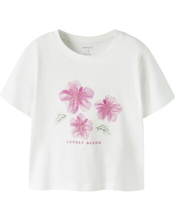 Name it T-Shirt aus 100 % Baumwolle mit Hibiskusblüten NMFHIMAYA - Bright White