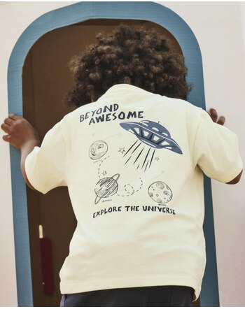 Name it T-Shirt aus Baumwolle mit Weltraum-Grafik NMMDIB - Pear Sorbet