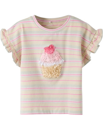 Name it T-Shirt aus Bio-Baumwolle mit 3D-Motiv NMFJOTRUM - Almond Milk