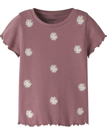 Name it T-Shirt aus Bio-Baumwolle mit Blumen-Stickerei NMFJOLEMO - Mesa Rose