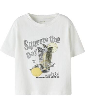 Name it T-Shirt aus Bio-Baumwolle mit sommerlicher Grafik NMFJONALI - Bright White
