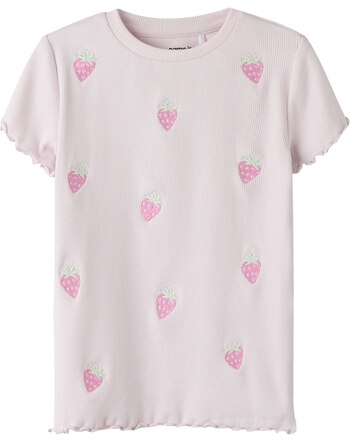 Name it T-Shirt aus Bio-Baumwolle mit Erdbeeren-Stickerei NMFJOLEMO - Cradle Pink