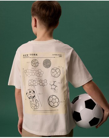 Name it T-Shirt aus 100 % Bio-Baumwolle mit Fussball-Print NKMHIMAS - Cloud Dancer Football