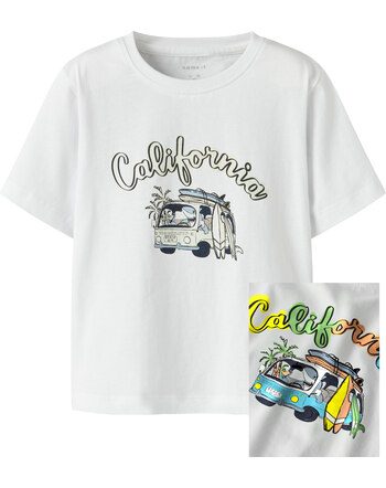 Name it T-Shirt mit UV-reaktivem Print aus 100 % Baumwolle NMMFILZ - Bright White