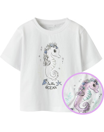 Name it T-Shirt mit UV-reaktivem Print aus 100 % Baumwolle NMFFABIAN - Bright White