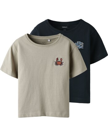 Name it T-Shirts im Doppelpack aus 100 % Baumwolle mit Stickerei NMMFRANK - Aluminium