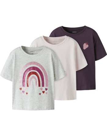 Name it T-Shirts im 3er-Pack aus 100 % Baumwolle NMFBELINA - Blackberry Wine