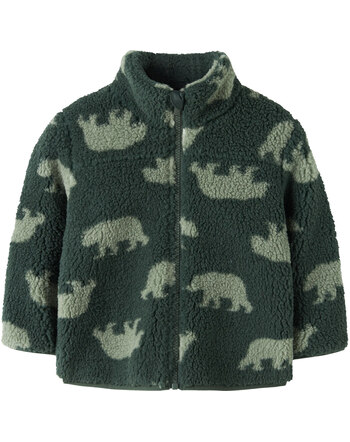 Name it Teddy-Jacke mit Stehkragen und Bären-Motiven NMMMONICO - Jungle Green