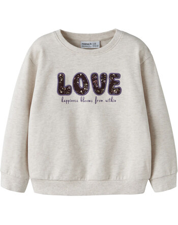 Name it Thermo-Sweatshirt mit 'Love'-Applikation NMFOCLOVE - Peyote Melange