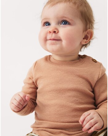 Petit by Basics Baby-Langarmshirt aus Merinowolle - Nude