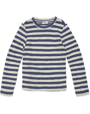 Petit by Basics T-Shirt Langarm aus Merinowolle - Raw White/Denim Blue