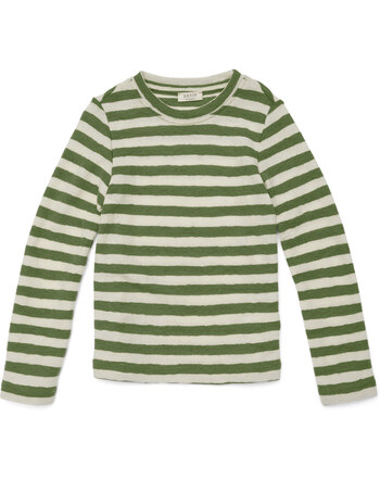 Petit by Basics T-Shirt Langarm aus Merinowolle - Raw White/Grasshopper Melange