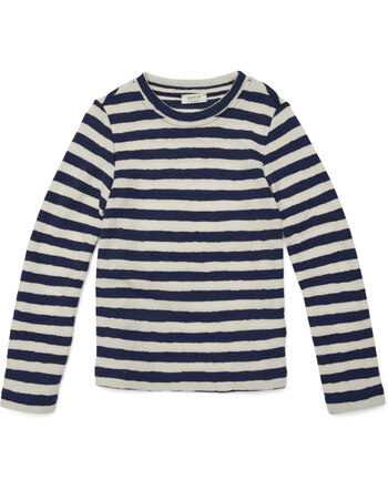 Petit by Basics T-Shirt Langarm aus Merinowolle - Raw White/Navy Blue
