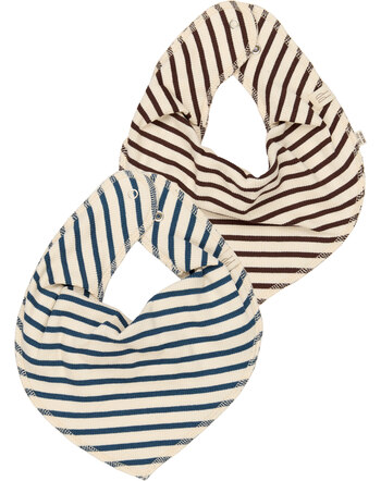 Petit Piao Dreieckstücher im 2er-Set aus Bio-Baumwolle und Modal - Chestnut Striped