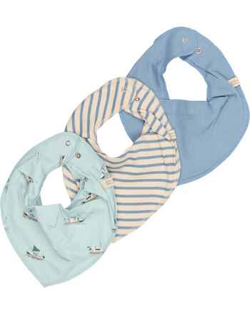 Petit Piao Dreieckstücher im 3er-Pack aus Bio-Baumwolle (und Modal) SKY - Infinity Striped