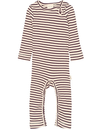 Petit Piao Jumpsuit in Rippoptik aus Modal/Baumwolle - Dark Grape/White