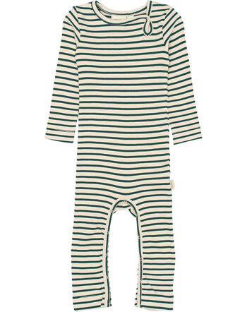 Petit Piao Jumpsuit in Rippoptik aus Modal/Baumwolle - Dark Sea/Off White