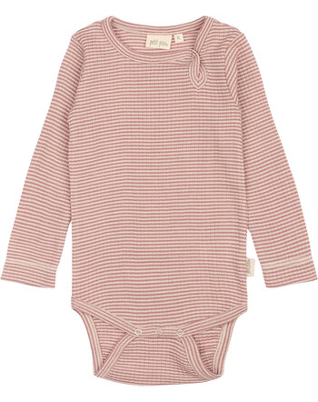 Petit Piao Langarmbody aus 100% Merinowolle - Nostalgic Rose/Dark Off White