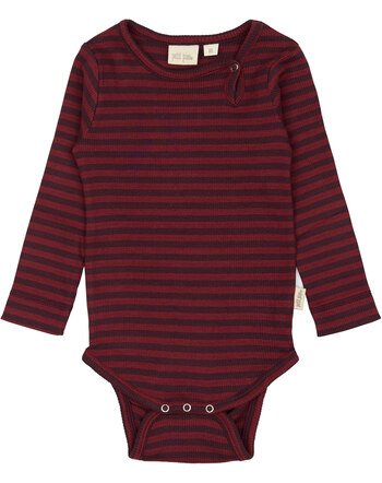 Petit Piao Langarmbody in Rippoptik aus Modal/Baumwolle - Dark Grape/Red
