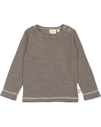Petit Piao Langarmshirt aus 100 % Merinowolle - Coffee Bean/Off White