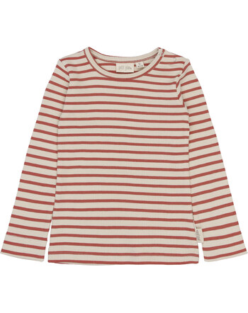 Petit Piao Langarmshirt in Rippoptik aus Bio-Baumwolle und Modal SKY - Cinnabar Striped