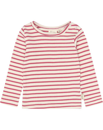 Petit Piao Langarmshirt in Rippoptik aus Modal und Bio-Baumwolle - Mauvewood Striped
