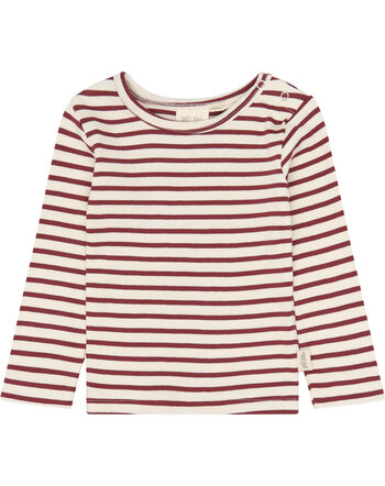 Petit Piao Langarmshirt in Rippoptik aus Modal und Bio-Baumwolle - Syrah Striped