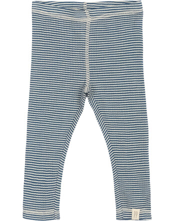 Petit Piao Leggings aus 100% Merinowolle - Ensign Blue/Dark Off White