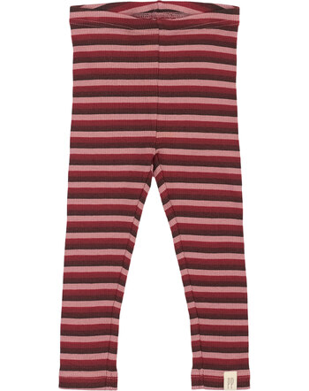 Petit Piao Leggings in Rippoptik aus Modal/Baumwolle - Biking Red Multistripe