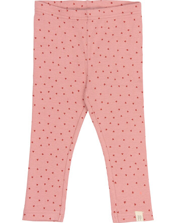 Petit Piao Leggings in Rippoptik aus Bio-Baumwolle und Modal SONJA - Dusty Rose Heart