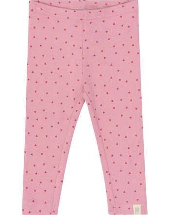 Petit Piao Leggings in Rippoptik aus Bio-Baumwolle und Modal - Rose Elegance Heart