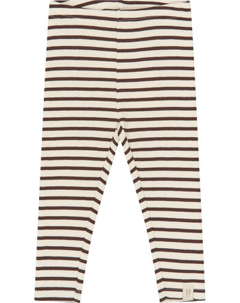 Petit Piao Leggings in Rippoptik aus Modal und Bio-Baumwolle - Chestnut Striped