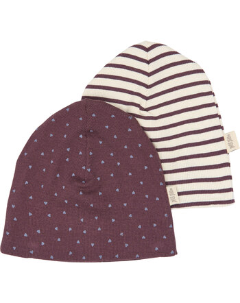 Petit Piao Mützen/Beanies im 2er-Set aus Bio-Baumwolle und Modal - Huckleberry Striped